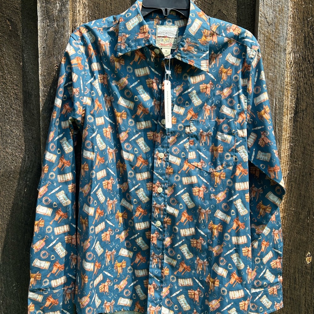 Rocking K Ranchwear Western Print Button Down Shirt